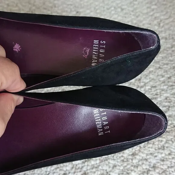 Stuart Weitzman sparkling Fleur De Lis Black Loafers size 8.5 Narrow Flats & Loafers